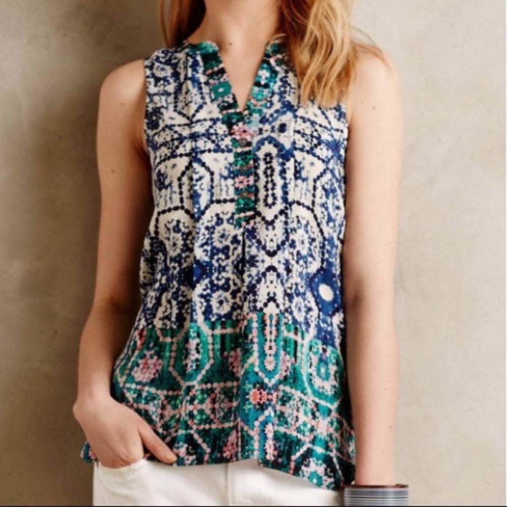 ANTHROPOLOGIE Massi Silk Printed Tank